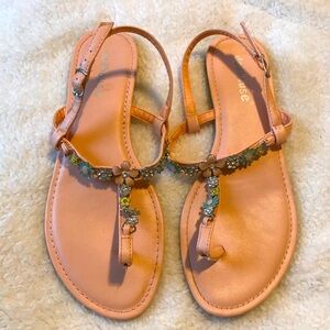 dollhouse peach floral accented sandals